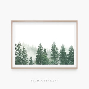 Impresión de arte forestal / Impresión de arte de pared de paisaje / Arte de pared de niebla / Cartel de bosque