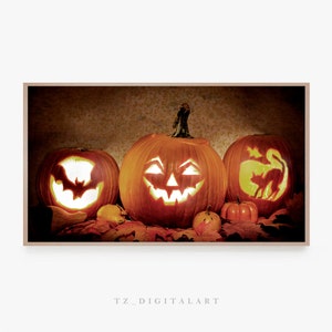 Halloween Frame TV | Glowing Jack-O&#39;-Lantern Art | Pumpkin Art TV | Digital Download for Samsung Frame