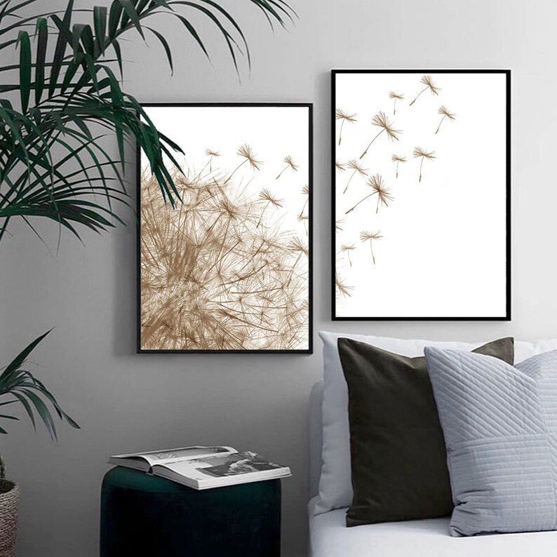 Dandelion Art Print Dandelion Wall Print Set of 2 Prints Etsy