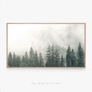 Samsung Frame TV Art | Forest Digital Art | Fog Woodland Wall Art | Digital Art for Frame TV | Instant Download