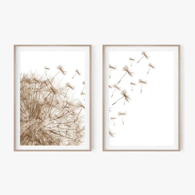 Dandelion Art Print Dandelion Wall Print Set of 2 Prints Etsy