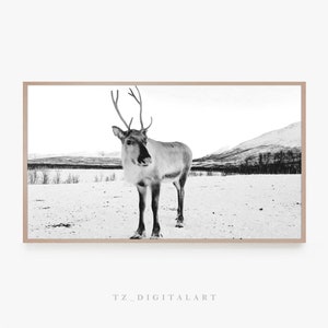 Samsung Frame TV Christmas Art | Winter Landscape Art | Deer Wall Art | Digital Download