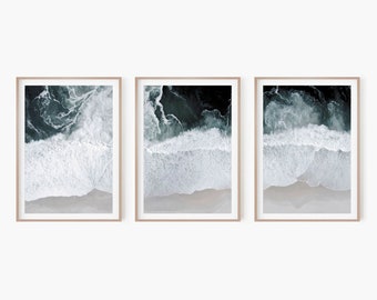 Coastal Abstract Ocean Poster | Beach Wall Art | Set of 3 Prints | Digital Printable Wall Art