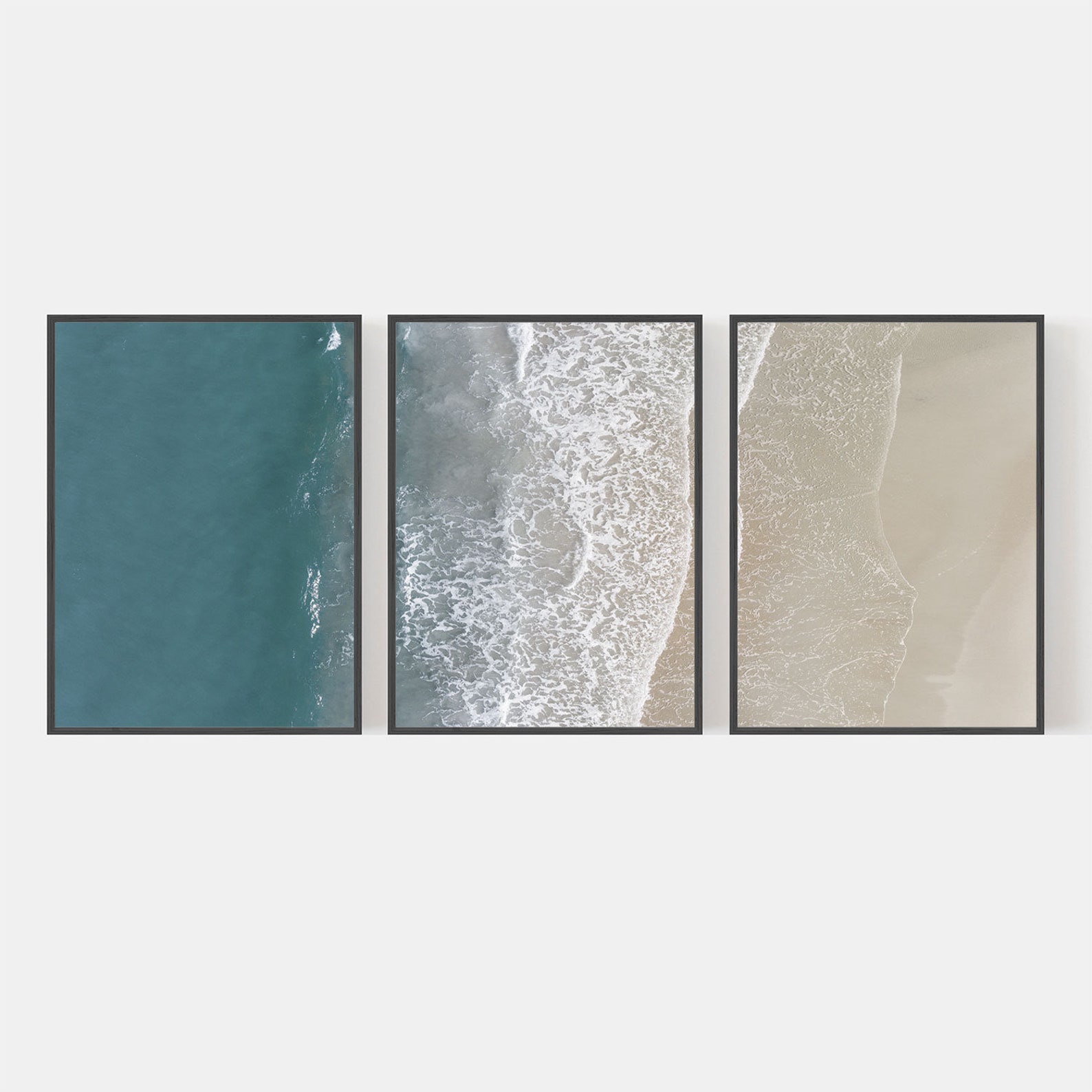 Beach Wall Art Wave Poster Set of 3 Prints Coastal Decor Etsy
