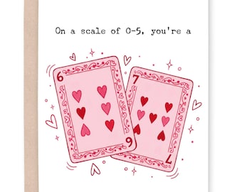 6 7 Funny Valentine Card Printable, Six Seven Pink Valentine Hearts Playing Cards