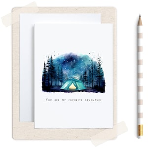 Tarjeta imprimible "Eres mi aventura favorita", tarjeta de aniversario de campamento para amantes de la naturaleza