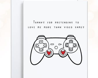 Tarjeta de aniversario de gamer imprimible, tarjeta de San Valentín gamer, divertida tarjeta de San Valentín para él, descarga instantánea