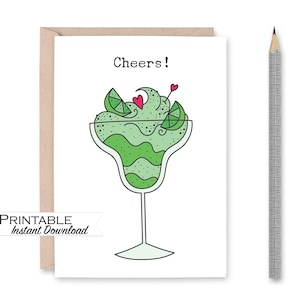 Cheers Margarita Card, 21st Birthday Card, Cinco de Mayo, Congratulations Card, Cheers to 40 Years, Cheers and Beers, Printable Card