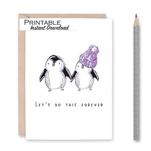Penguin-jubileumkaart voor vrouw of man - Let's do this forever