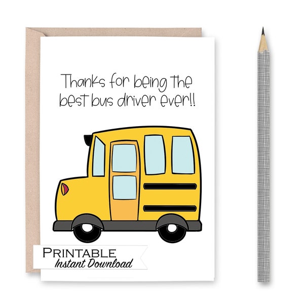 Bus Driver Thank you Card Printable, Bus Driver End of School Appreciation Instant Download