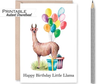 Happy Birthday Card, Llama, Printable Llama Birthday Card, INSTANT ...