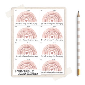 Rainbow Printable Kids Valentines, Pink Rainbow Class Valentines, You Make me Happy when Skies are Gray Valentine Gifts for Kids
