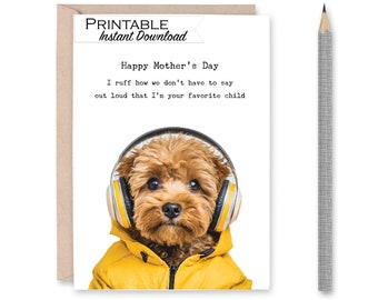 Cavapoo Mothers Day Card Printable - Funny Dog Mom Card