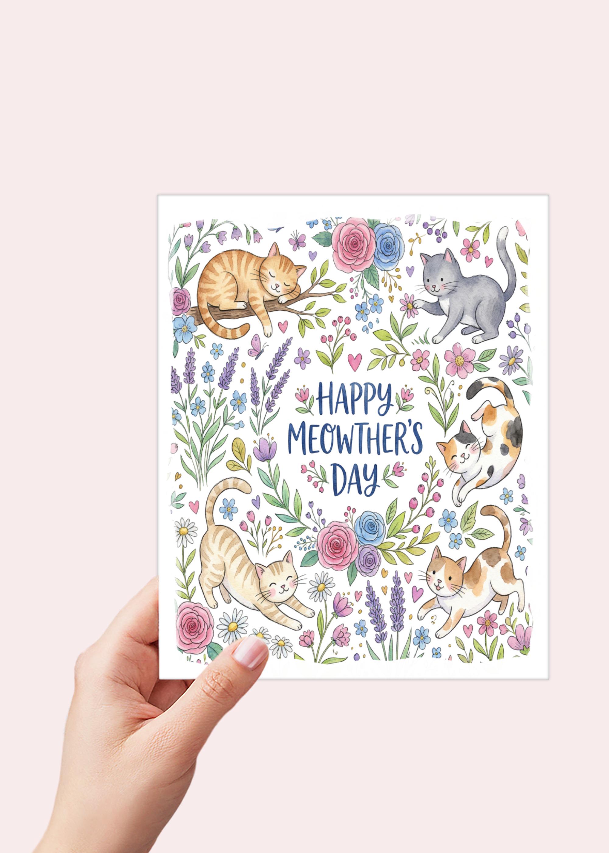 Cat Mothers Day Card Printable, Happy Meowther's Day, Digital Download ...