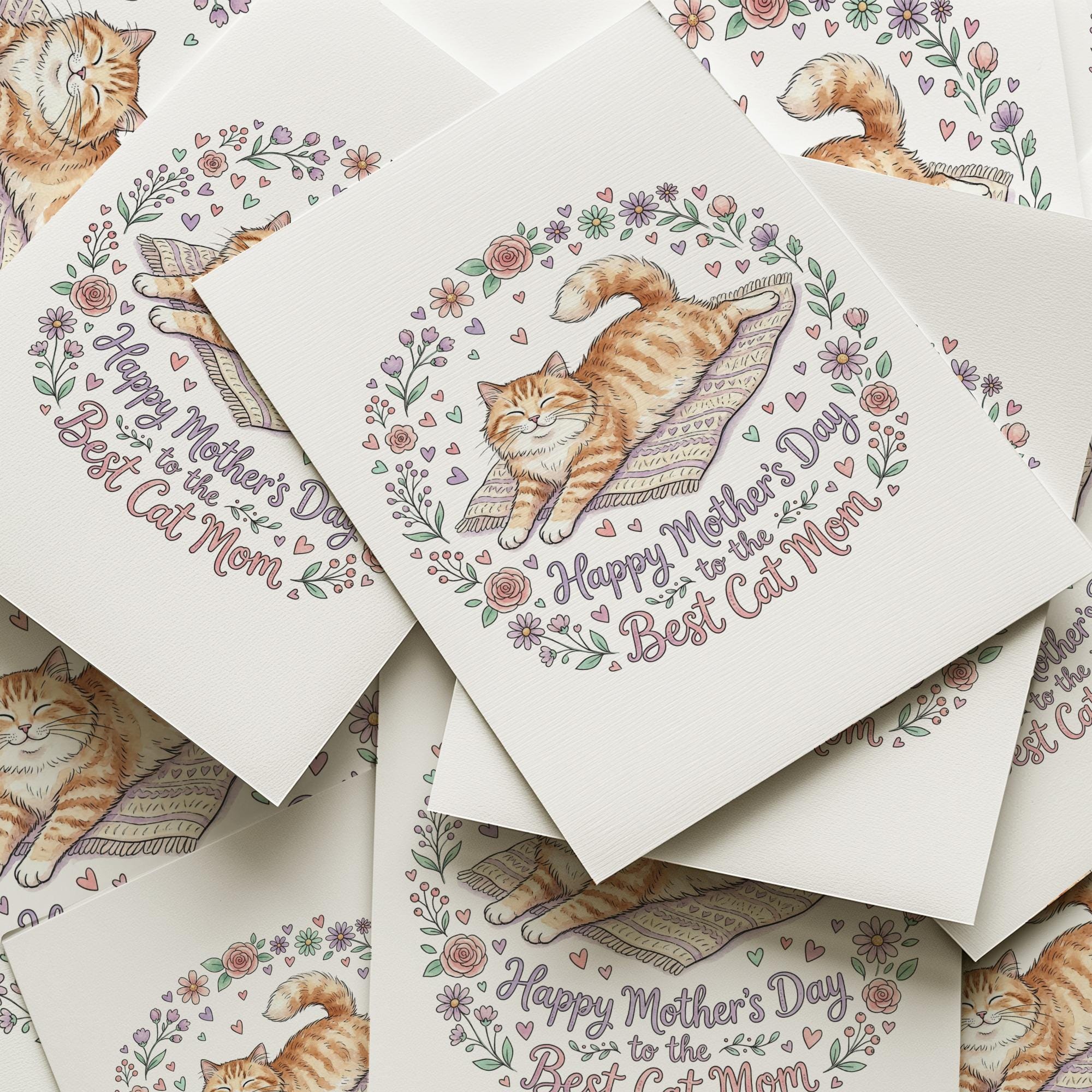 Cat Mothers Day Card Printable, Happy Mother's Day to the Best Cat Mom ...