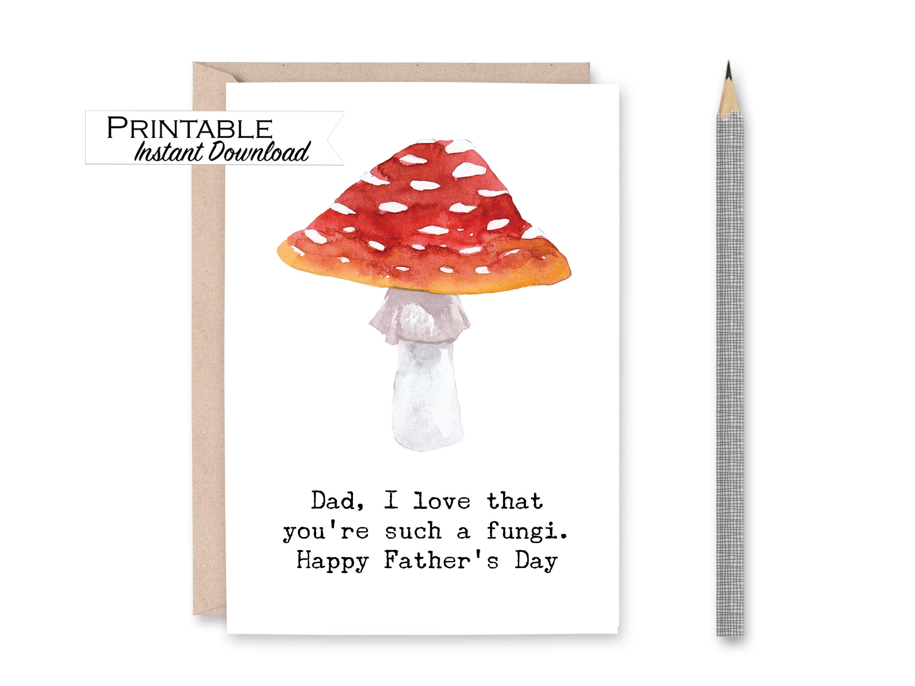 Fungi Fathers Day Card Dad Jokes Red Mushroom Card Printable Etsy