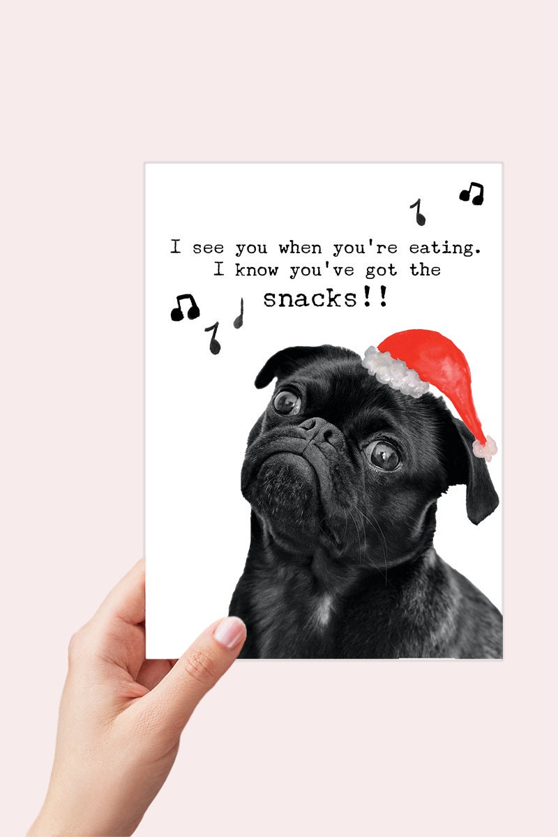 Funny Pug Christmas Card Printable, Cute Christmas Card for Dog Lovers ...