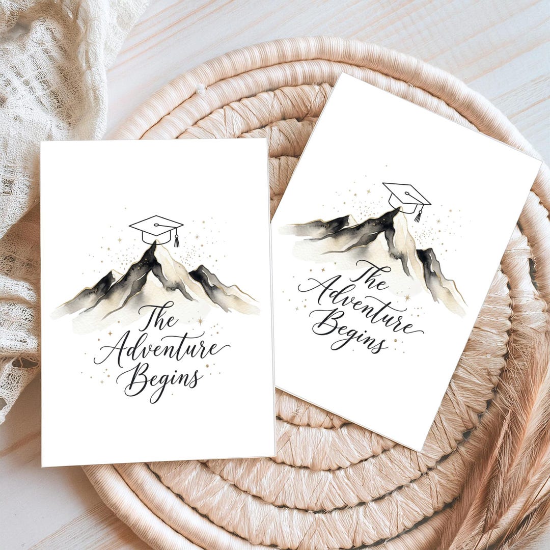Mountain Grad Card Mountain Grad Cap Card Printable, the Adventure Begins, Graduation ...