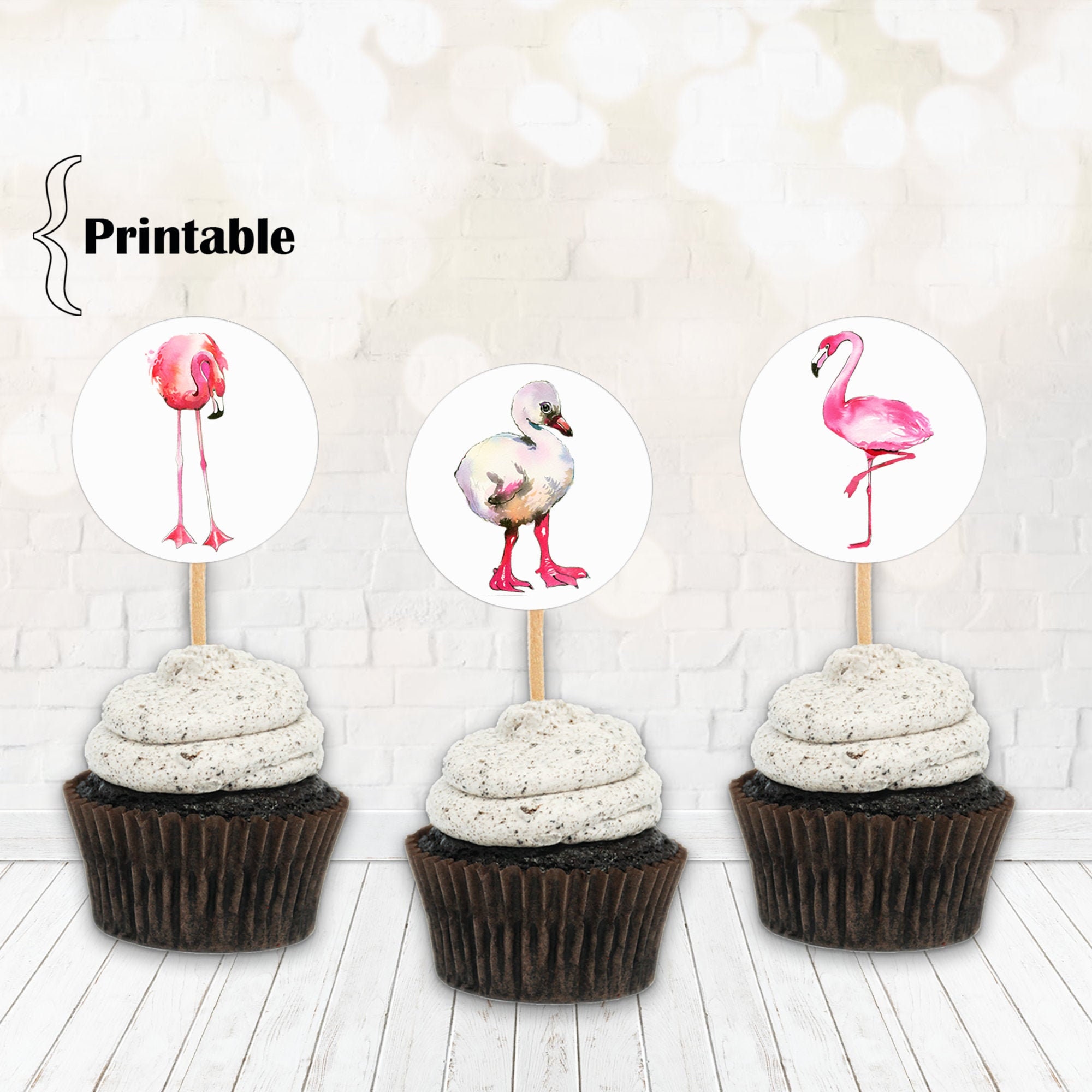 Pink Flamingo Cupcake Toppers, Flamingo Decor, Flamingo Printable ...