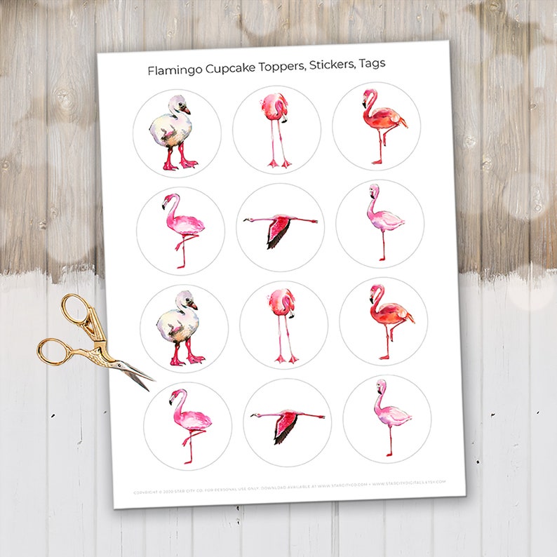 Pink Flamingo Cupcake Toppers, Flamingo Decor, Flamingo Printable ...