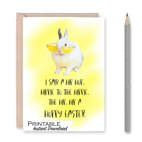 Funny Easter Card for Easter Basket - Hip Hop Bunny, Easter Printables