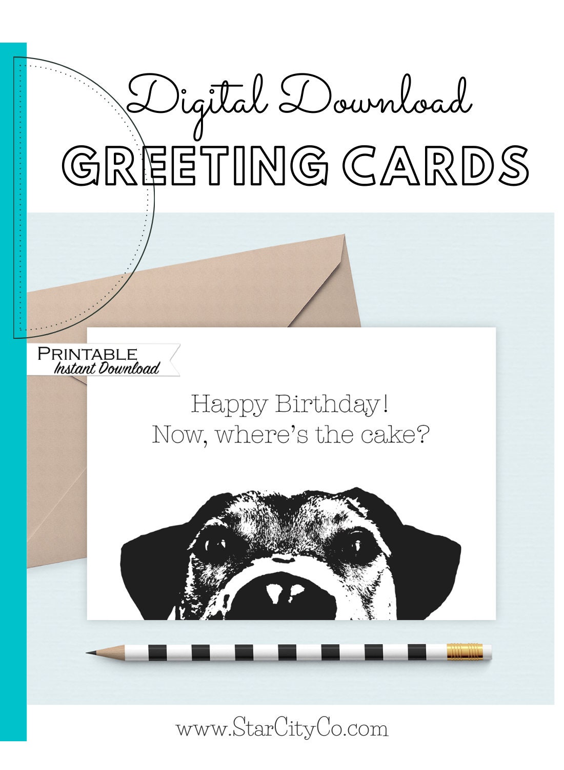 Dog Birthday Printable Card, Puppy Funny Birthday Card, Dog Mom Card ...