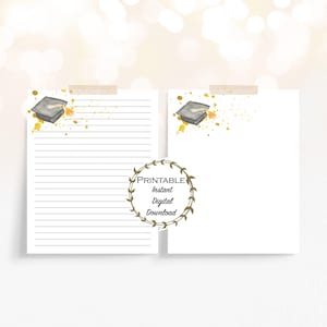 Graduation Cap Aquarell druckbares Briefpapier - ungefüttertes & gefüttertes Briefpapier-Set