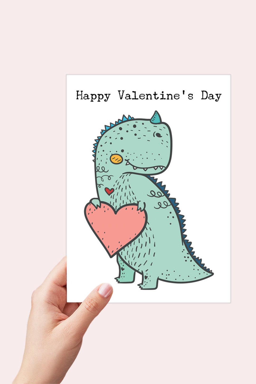 Dinosaur Valentine Card, Valentines Day Kid Gifts, T Rex Happy ...