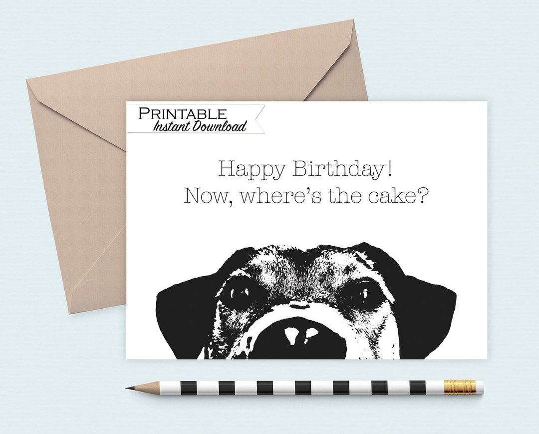Dog Birthday Printable Card, Puppy Funny Birthday Card, Dog Mom Card ...