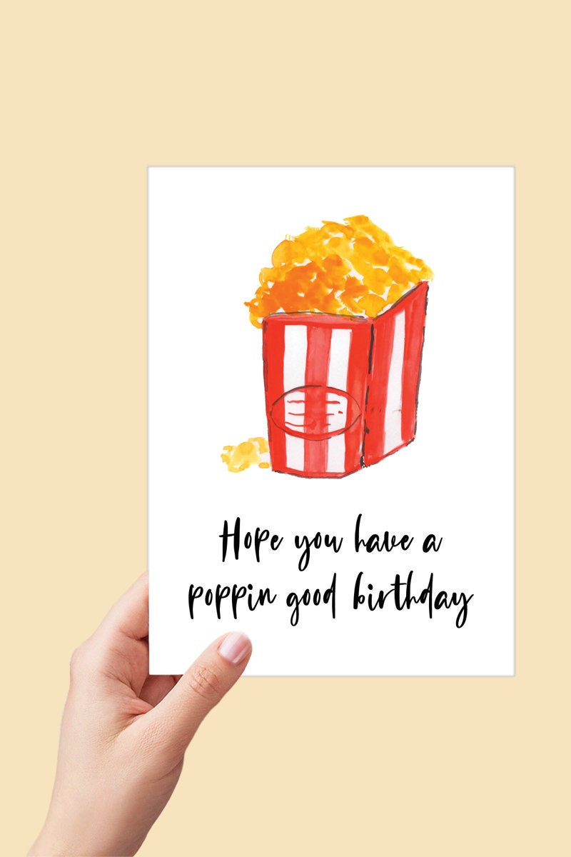 Popcorn Birthday Card Funny Birthday Card Carnival Birthday | Etsy