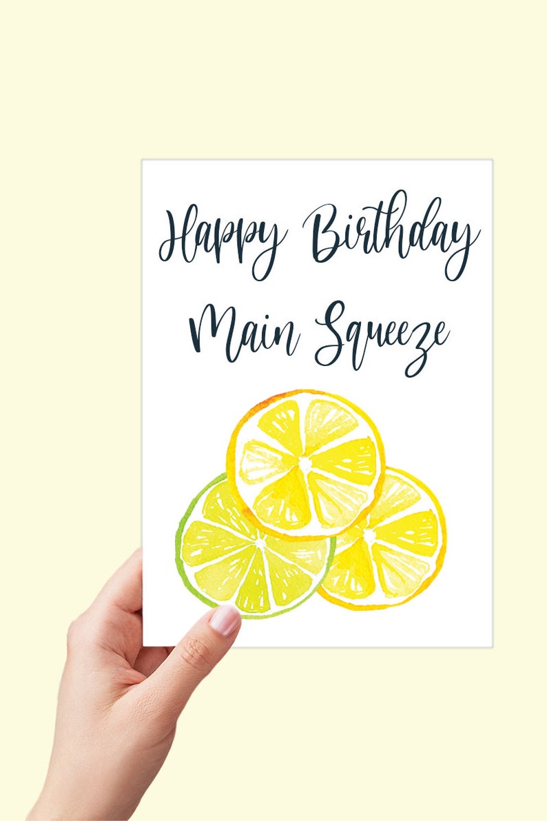 Boyfriend Birthday Card Happy Birthday Main Squeeze Instant Download Printable Card Lemon and Lime Birthday Card Citrus Card