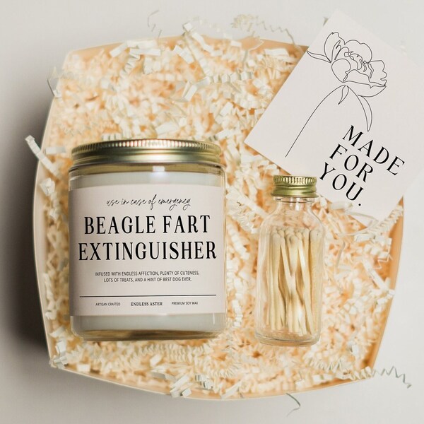 BEAGLE Fart Extinguisher Funny Candle Gift Box for Dog Owner, New Pet Parent Gift, Beagle Dog Mom and Dad Birthday Gift for Dog Lover