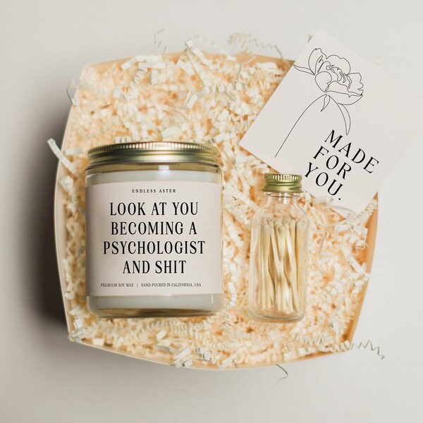 Look At You Becoming a PSYCHOLOGIST Gift Box, Funny Psychology Student Graduation Gift, Future Psychologist PHD or PsyD Degree Candle Gift