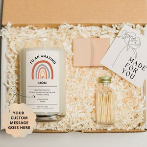 To An Amazing Mom Candle Spa Gift Box for Her, Personalized Mother's Day Gift for Mom, New Mom Gift for New Mama, Birthday Gift from Kids Matches & Chocolate