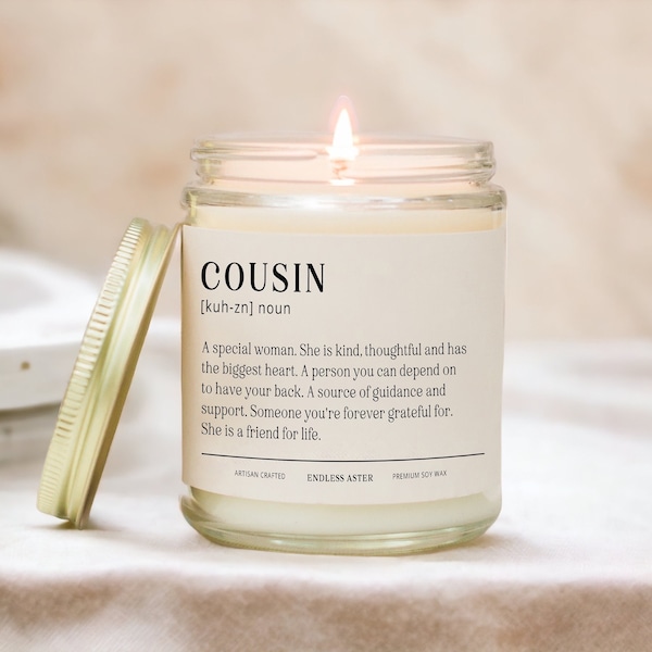 COUSIN Definition Candle Spa Gift Box For Her, Female or Male Cousin Pamper Birthday Gift, Best Cousin Graduation Gift, Minimalist Candle