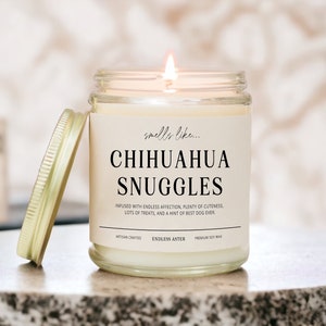 Smells Like CHIHUAHUA Snuggles Funny Candle Gift Box for Dog Owner, New Pet Parent Gift, Dog Mom or Dad Birthday Gift for Dog Lover