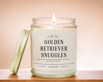 Smells Like GOLDEN RETRIEVER Snuggles Funny Candle Gift Box for Dog Owner, New Pet Parent Gift, Dog Mom or Dad Birthday Gift for Dog Lover