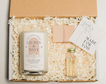 Engagement Gift Box for Couple, Engagement Candle Personalized Gift, Newly Engaged Gifts for Couple, Bridal Shower Gift Box for Best Friend