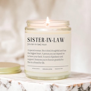 SCHWIEGERIN Definition Kerze Spa Geschenkbox für Sie, Bonus Schwester Geburtstagsgeschenk, lustige Kerze für Hochzeitstag Geschenk für Schwägerin