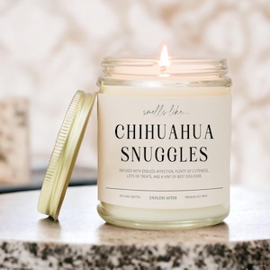 Smells Like CHIHUAHUA Snuggles Funny Candle Gift Box for Dog Owner, New Pet Parent Gift, Dog Mom or Dad Birthday Gift for Dog Lover