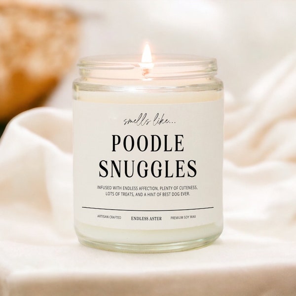 Smells Like POODLE Snuggles Funny Candle Gift Box for Dog Owner, New Pet Parent Gift, Poodle Dog Mom or Dad Birthday Gift for Dog Lover