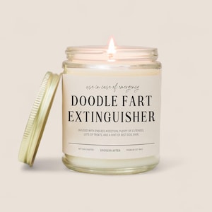 DOODLE Fart Extinguisher Funny Candle Gift Box for Dog Owner, New Pet Parent Gift, Doodle Dog Mom and Dad Birthday Gift for Dog Lover