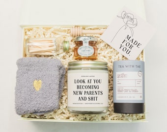 Look At You Becoming New Parents Funny Candle Gift Box, Baby Shower Gift, Congratulations Pregnancy Gift Package, New Mom Gift for Friend