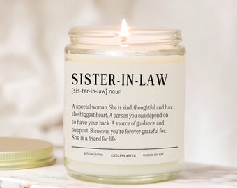 SISTER IN LAW Definition Candle Spa Gift Box for Her, Bonus Sister Birthday Gift, Funny Candle for Wedding Day Gift for Sister In Law