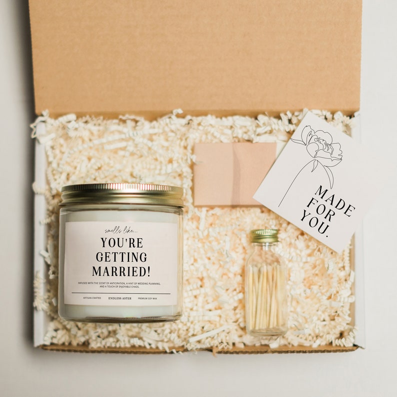 You're Getting Married Candle Gift Box for Engaged Couples Engagement Gift, Bride to Be Bridal Shower Gift, Mr & Mrs Newlywed Gift image 5