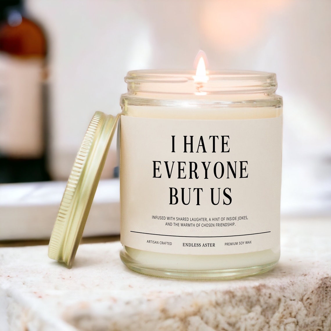 I Hate Everyone But Us Funny Candle Gift Box for Her Best No Add On