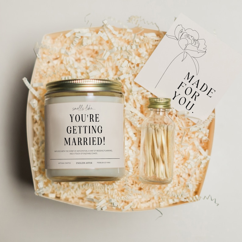 You're Getting Married Candle Gift Box for Engaged Couples Engagement Gift, Bride to Be Bridal Shower Gift, Mr & Mrs Newlywed Gift image 4