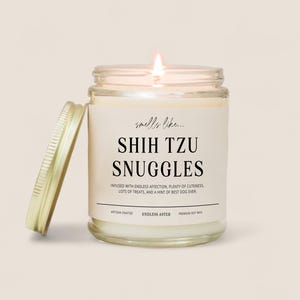 Gerüche wie SHIH TZU Snuggles Lustige Kerzen-Geschenkbox für Hundebesitzer, neues Haustier-Elterngeschenk, SHIHTZU-Hundemutter oder -vater-Geburtstagsgeschenk für Hundeliebhaber