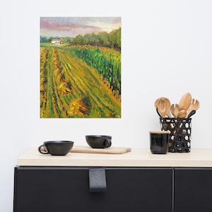 Amish Haystacks Impresión de una pintura al óleo original / Impresión de pintura al óleo de granja / Granja Amish / Campo de maíz / Pintura de granero / Campo de heno / Pintura al óleo
