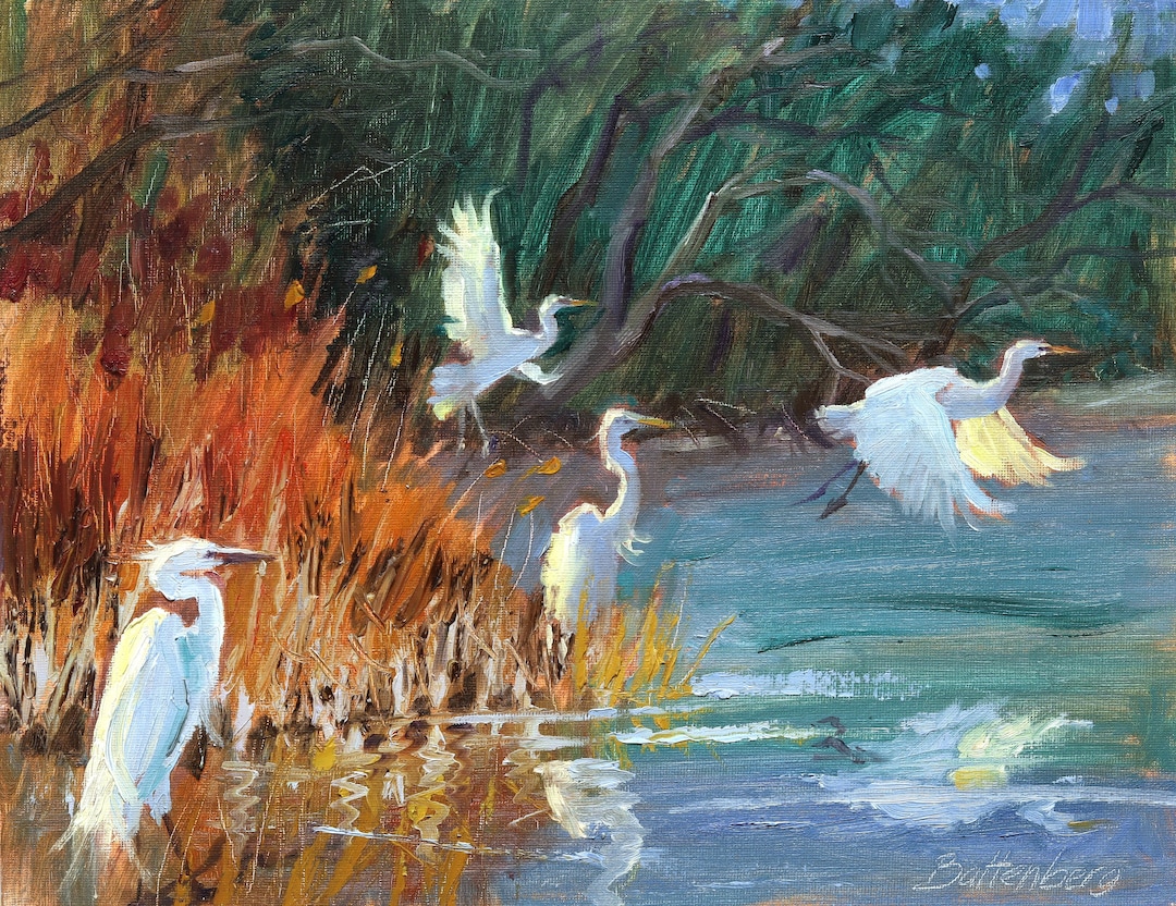 Egret Oil Painting Print / Original Print From Oil Painting, Print of ...